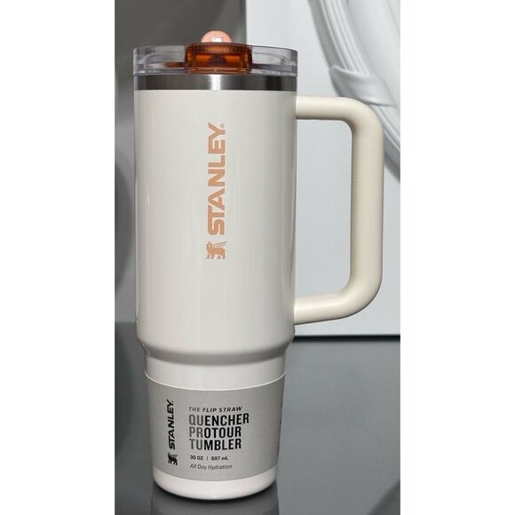 STANLEY QUENCHER PROTOUR FLIP STRAW TUMBLER, 30OZ- CREAM APRICOT GLOSS - Picture 1 of 4